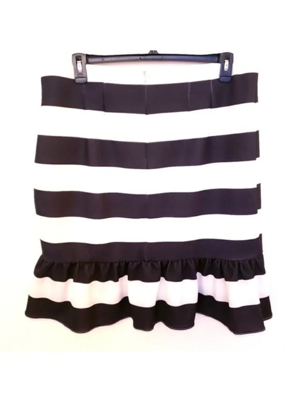 Eloquii Striped Peplum Hem Black and White Knee Length Skirt Size 20 EUC